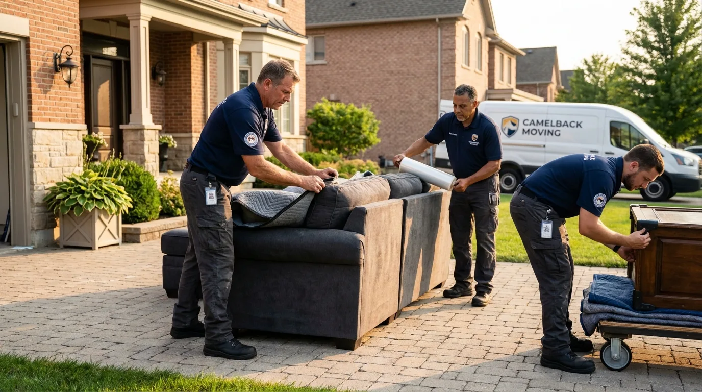 Large estate moving crew wrapping furniture in Ottawa, OH