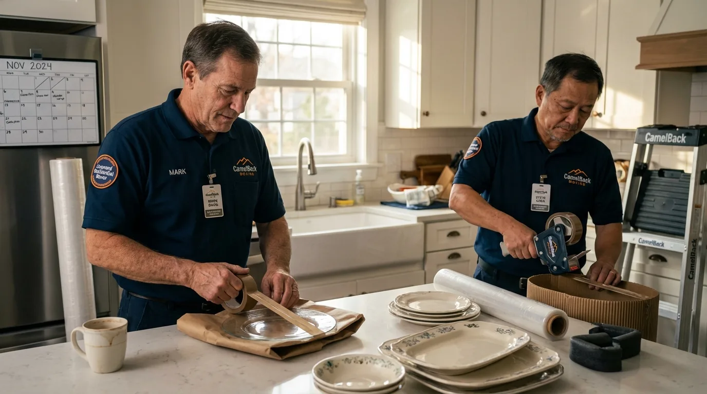 Professional crew packing kitchen dishware in Ottawa, OH